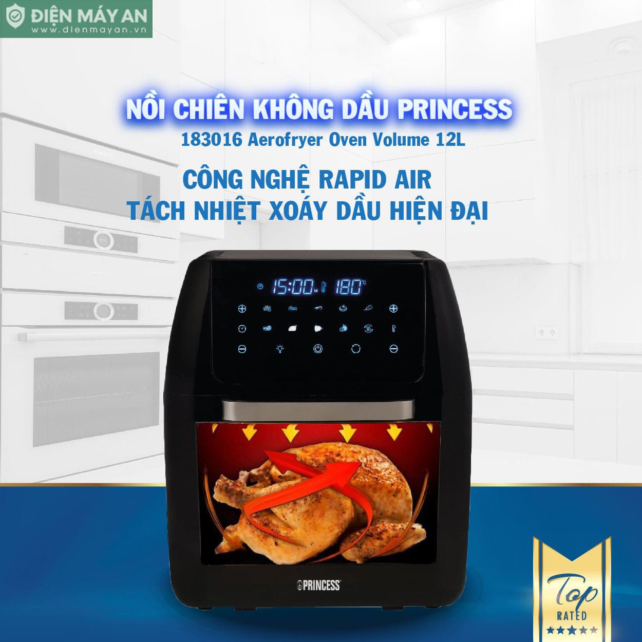 Nồi Chiên Không Dầu Đa Năng Princess 12L 